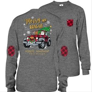 New, no tag, Simply Southern Preppy Merry And Bright Holiday Long Sleeve T-Shirt